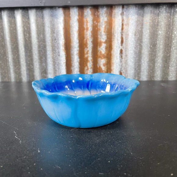 Blue Flower Blossom Ceramic Bowl Decorative Mixing Serving Hibiscus Floral Cute - Picture 2 of 8